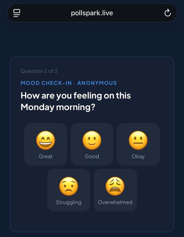 Mood Check-in question on mobile